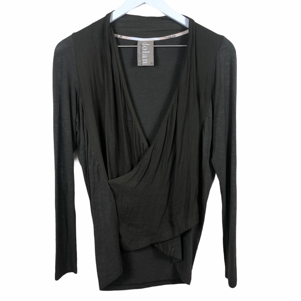 Dolan Left Coast Collection Green Faux Wrap Top